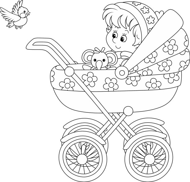 快乐的小女孩在马车里图片下载