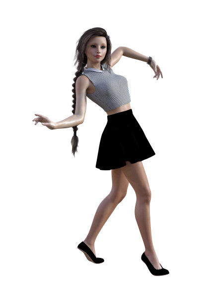 一个在白色背景上独自跳舞的女人的插图。图片下载