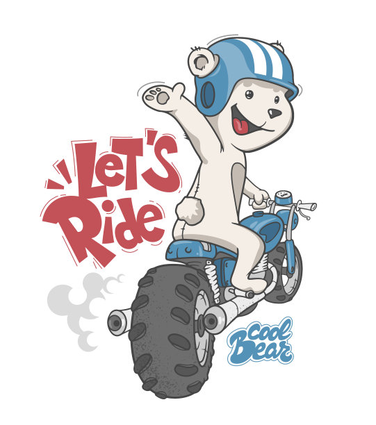 小熊骑摩托车的图案图片下载