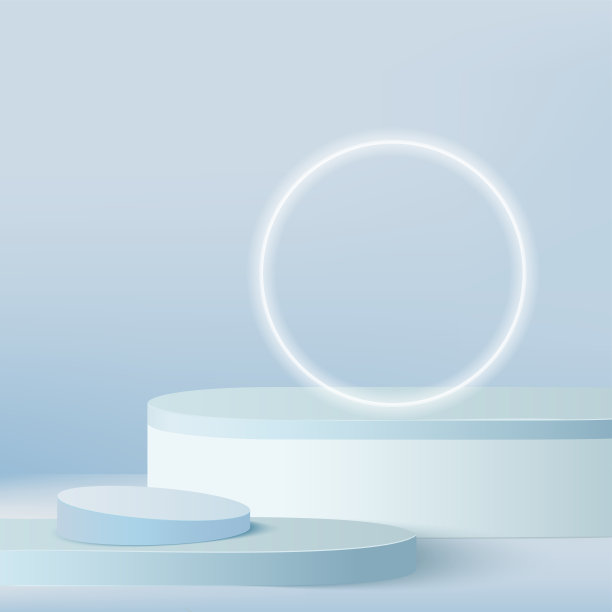 抽象背景与蓝色几何3d讲台。矢量图图片下载