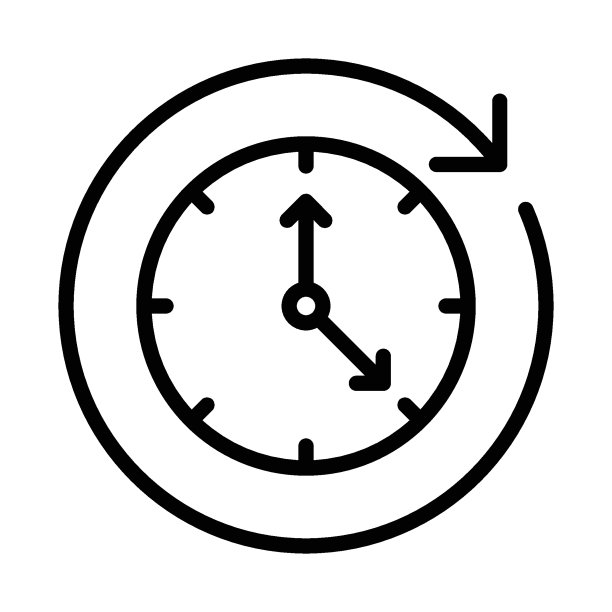 在家工作时间表概念，墙壁时钟与工作时间矢量图标设计，商业开业时间符号在白色背景图片下载