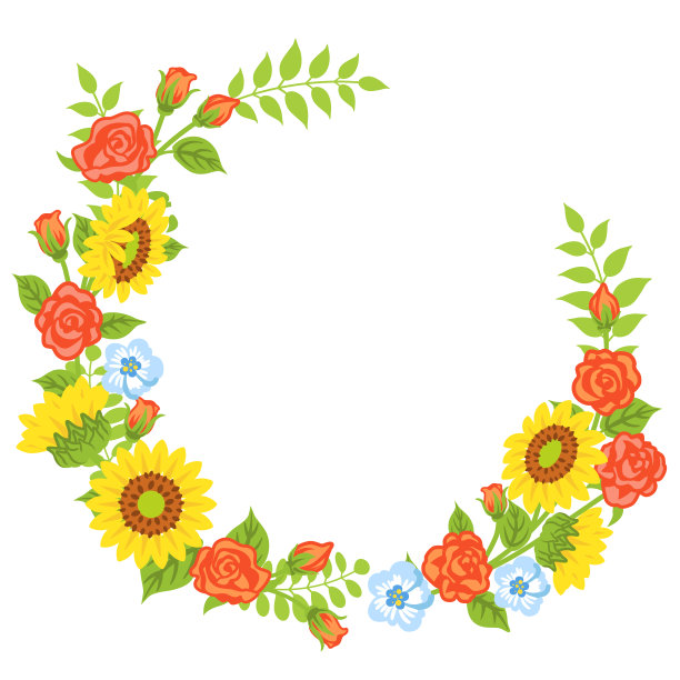 多种花卉装饰-花圈图片下载
