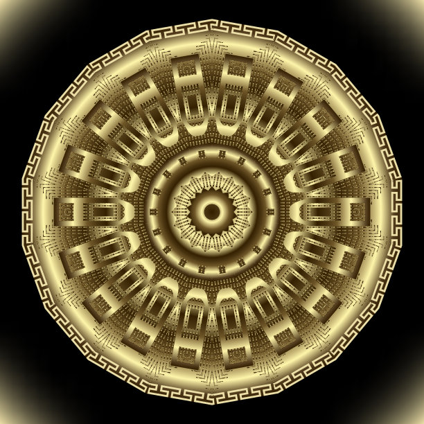 纹理花3d黄金曼荼罗图案抽象图片下载