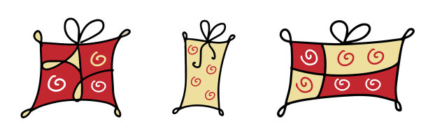 手绘礼品盒设置涂鸦卡通图片下载