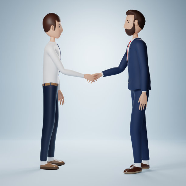 商人卡通人物握手图片下载