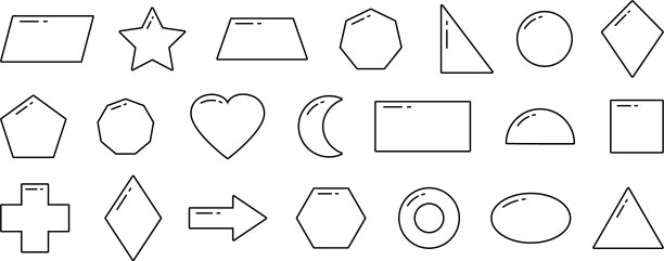 几何形状的孩子简单的线条图标图片下载