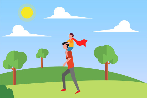 父亲高高兴兴地把儿子扛在肩上图片下载