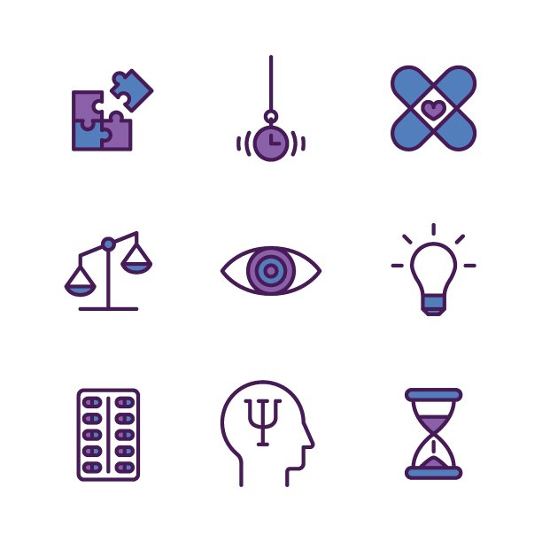 心理学-思维矢量图标集图片下载