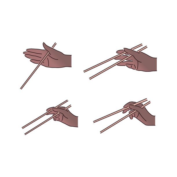 如何使用筷子。设置4个矢量彩色图标图片下载