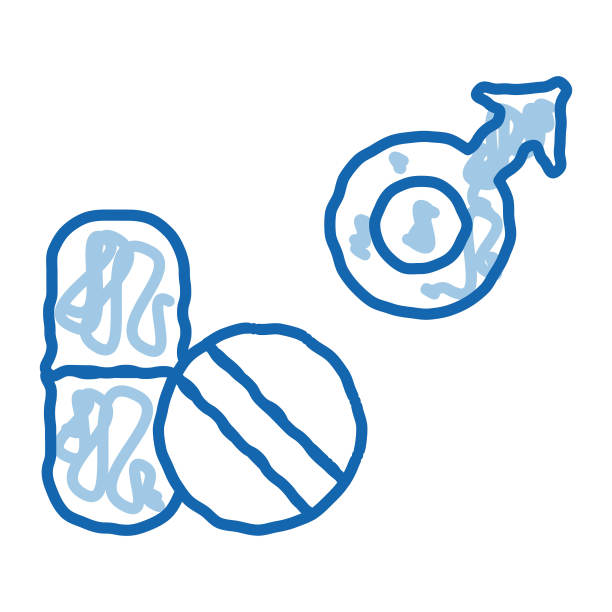 药丸人力量涂鸦图标手绘插图图片下载