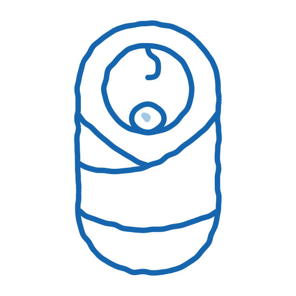 新生婴儿涂鸦图标手绘插图图片下载