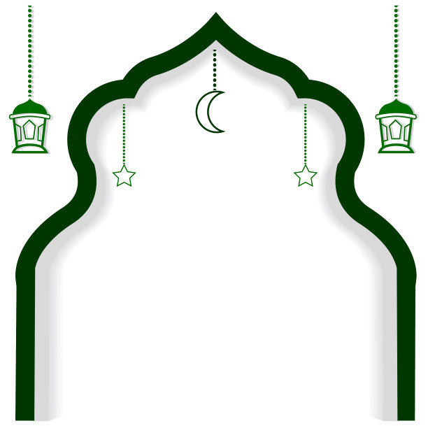 矢量，绿色空白元素设计或模板斋月卡里姆贺卡，横幅，传单和海报，灯笼，星星和月亮图片下载