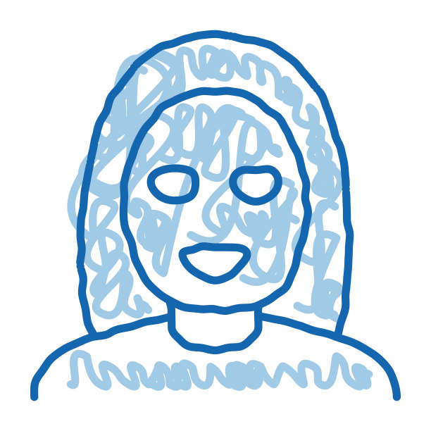 女性保健面具涂鸦图标手绘插图图片下载