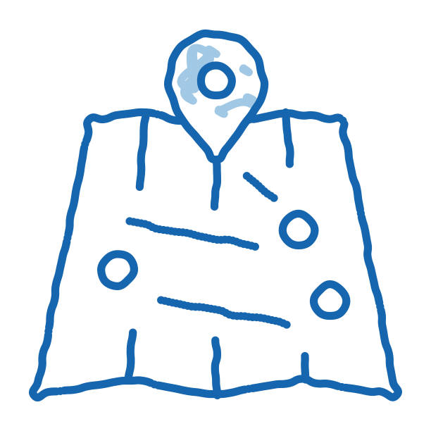 旅游地图与地点涂鸦图标手绘插图图片下载