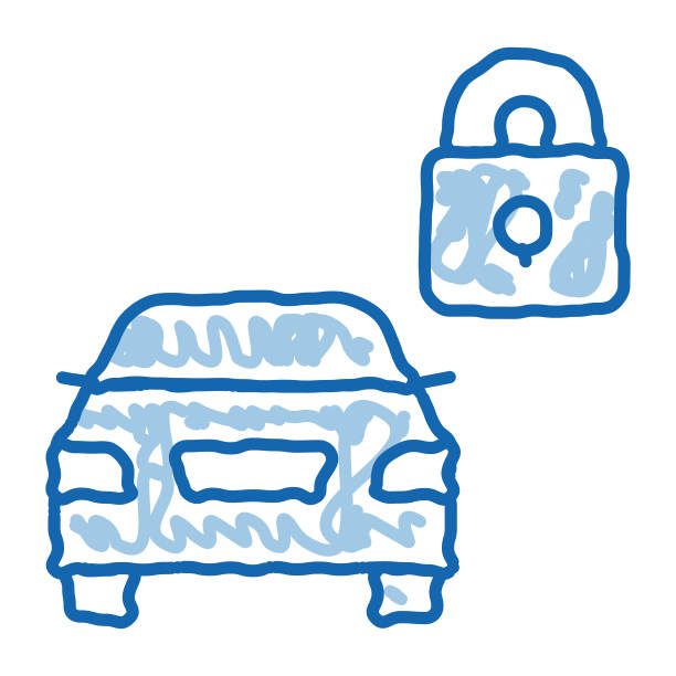 机器安全关闭涂鸦图标手绘插图图片下载