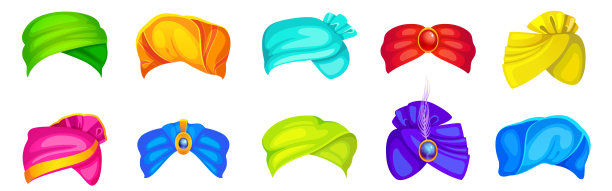 头巾，印度和阿拉伯的头饰，彩色的pagdi图片下载