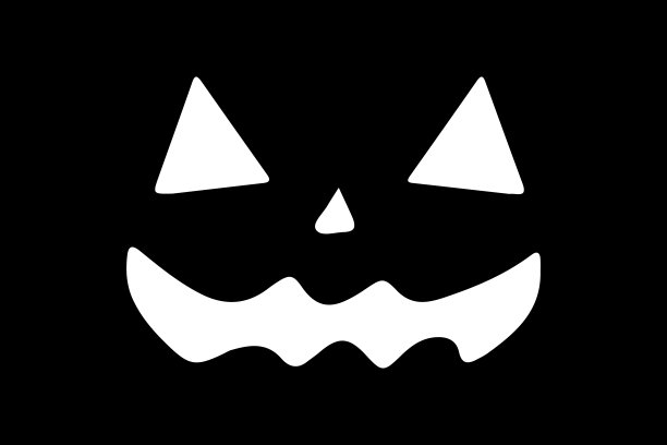 万圣节白色脸情感矢量插图孤立在黑色的背景。打印t恤或背景，壁纸，图片等。向量EPS 10图片下载