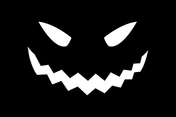 万圣节白色脸情感矢量插图孤立在黑色的背景。打印t恤或背景，壁纸，图片等。向量EPS 10图片下载