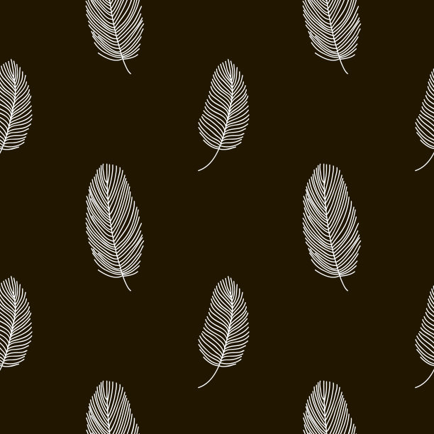 无缝图案与抽象的黑色羽毛在白色的背景。向量illuctration。图片下载