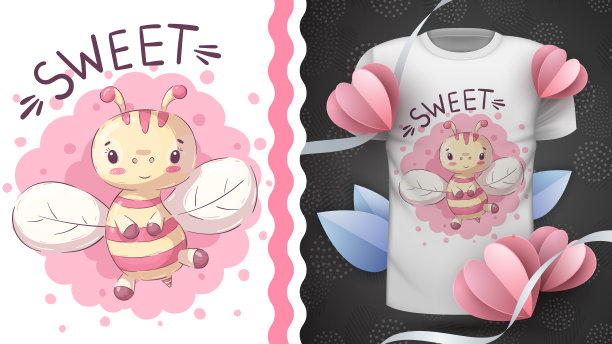 孩子气的卡通人物动物蜜蜂图片下载