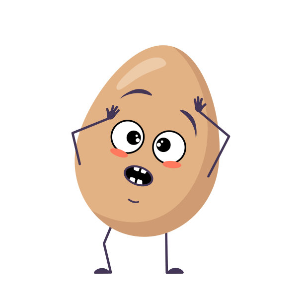 可爱的彩蛋人物在恐慌中抓住了他的头、脸、胳膊和腿。复活节快乐装饰。搞笑或悲伤的食物英雄图片下载