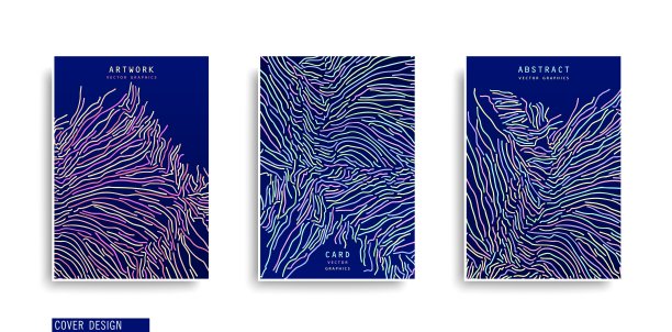 创意封面与手绘涂鸦组成。最小的时尚风格。混沌细线艺术版画设计。向量海报布局图片下载