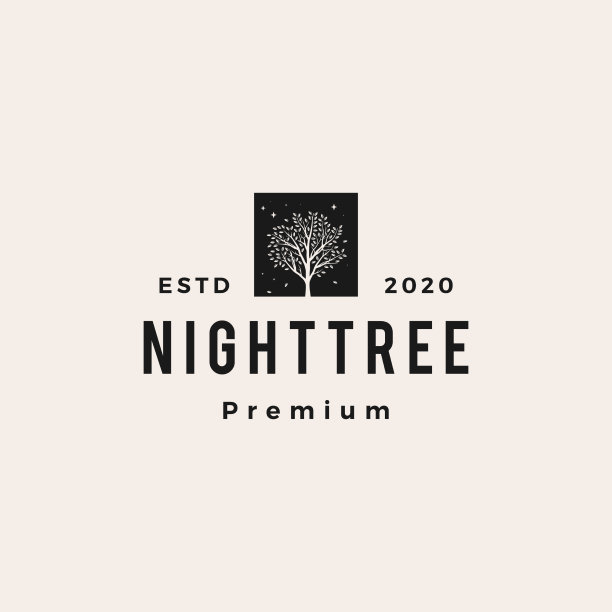 夜榕树潮人复古标志图标图片下载