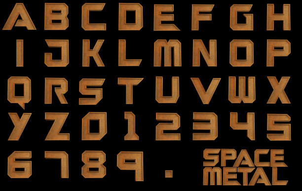 空间金属3D字母表图片下载