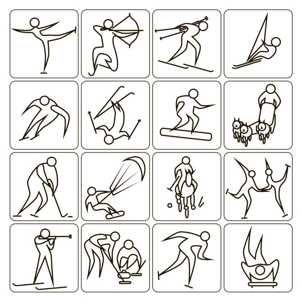 冬季运动图标用黑线标出图片下载