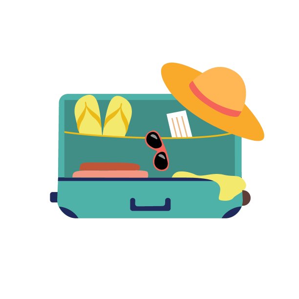 打开装有不同物品的旅行箱图片下载