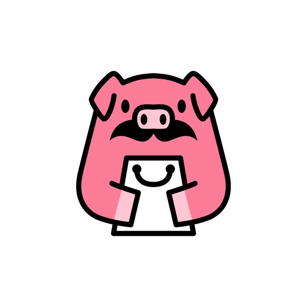 小猪店小猪购物袋店胡子矢量图标插画图片下载