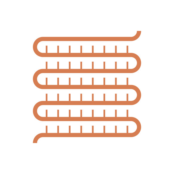 冷凝器线圈矢量图标设计。暖通空调系统(HVAC)的一部分。图片下载