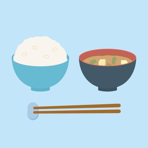 简单可爱的味增汤套餐插图，平面设计图片下载