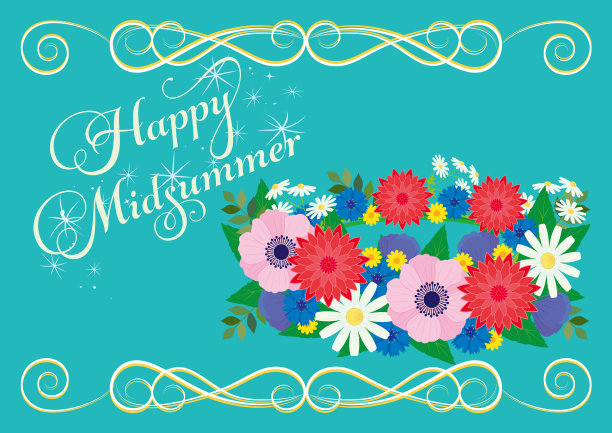 快乐仲夏花皇冠贺卡图片下载