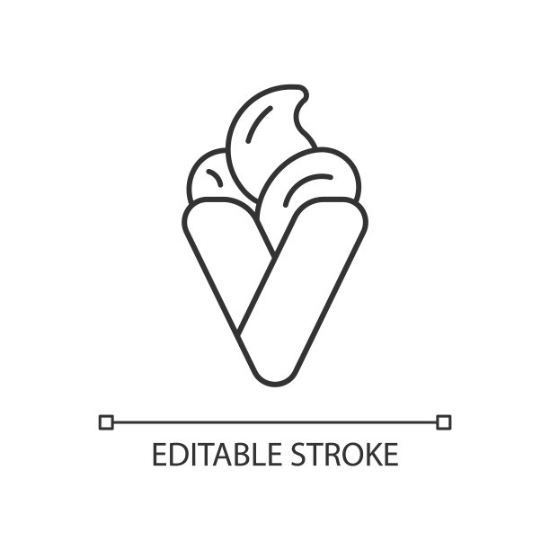 泡泡华夫饼冰淇淋线性图标图片下载