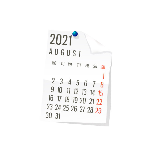 2021年8月矢量历图片下载