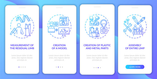 假肢制造在移动应用程序页面屏幕与概念图片下载