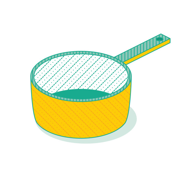 轮廓等距炖锅孤立在白色。矢量插图。厨房的对象。图片下载