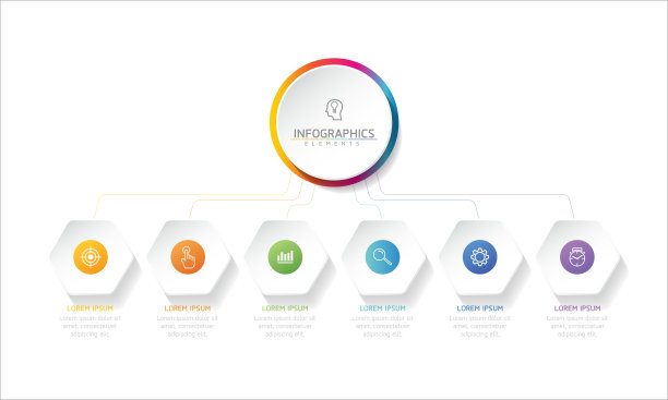 矢量插图信息图设计模板，业务信息，演示图表，6个选项或步骤。图片下载