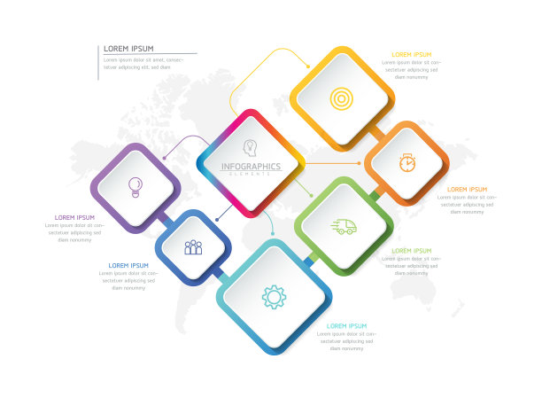 矢量插图信息图设计模板，业务信息，演示图表，6个选项或步骤。图片下载
