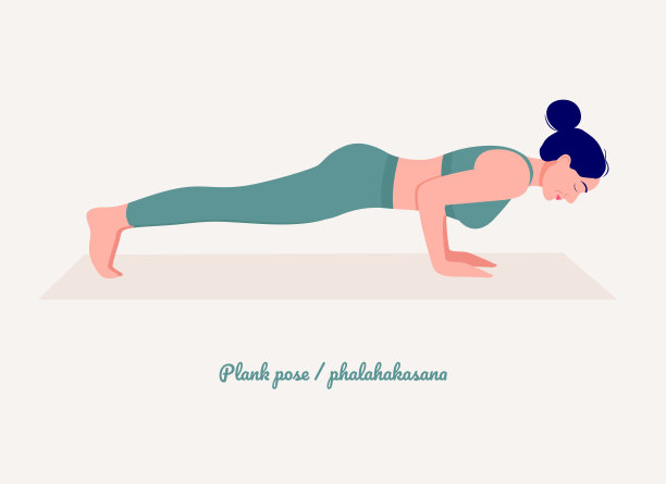 平板支撑式- phalahakasana瑜伽式。年轻女子练习瑜伽。图片下载