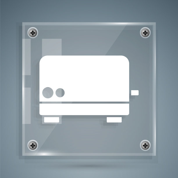 白色烤面包机图标孤立在灰色背景图片下载