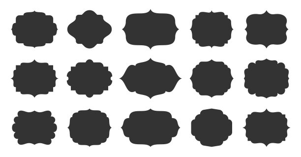 复古标签边框框架形状标签贴纸集图片下载