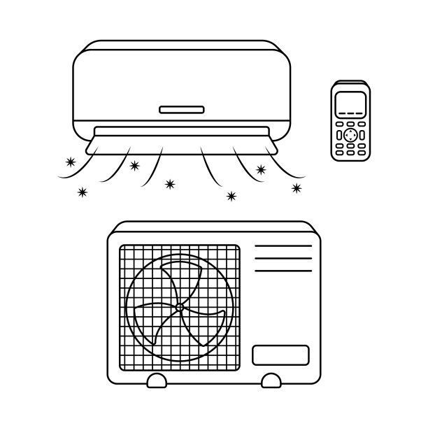 家用空调的矢量图。孤立的插图。图片下载