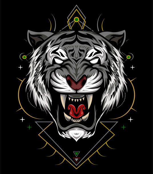 虎头插图与神圣的象征图片下载