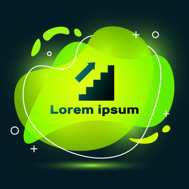 黑色楼梯上的图标孤立在黑色背景图片下载