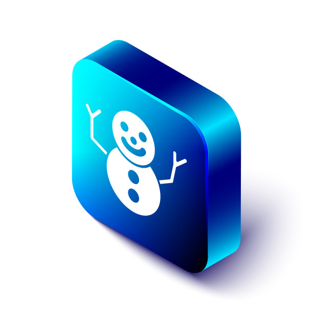 等距圣诞雪人图标孤立在白色图片下载