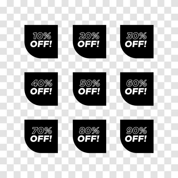 折扣黑色特价标签套装图片下载
