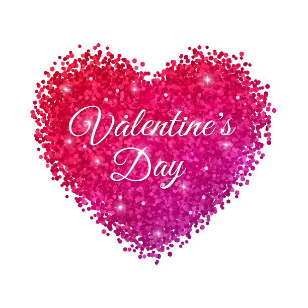 情人节上红紫闪闪的心图片下载