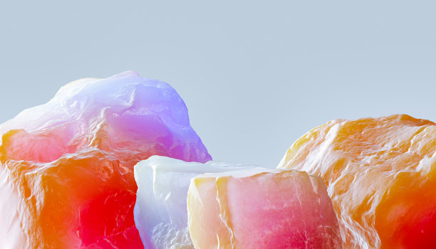 色彩缤纷的斜坡石基座，未来主义的3d材料渲染为产品设计背景图片下载